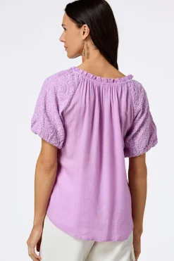 Embroidered Puff Sleeve Top