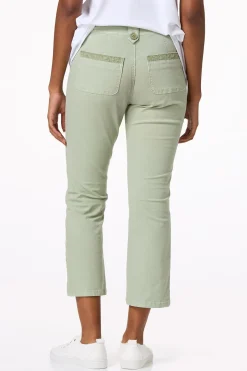 Embroidered Twill Ankle Pants