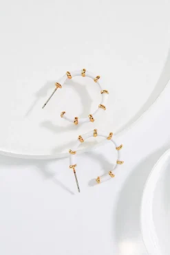 Enamel Open Hoop Earrings