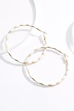 Enamel White Bubble Hoop Earrings