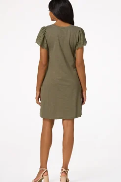 Eyelet Flutter Sleeve Dress
