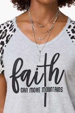 Faith Leopard Sleeve Tee