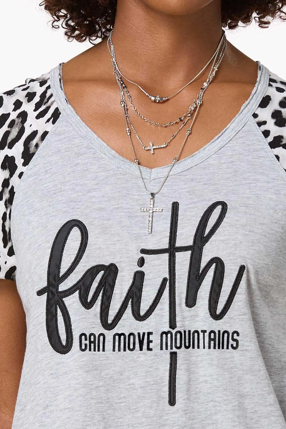 Faith Leopard Sleeve Tee