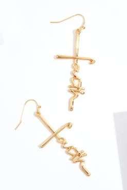Faith Linear Script Earrings