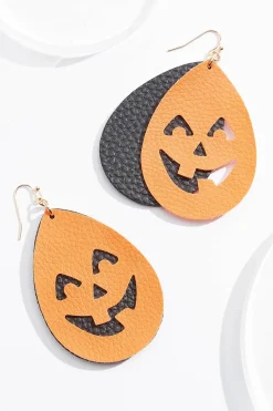 Faux Leather Pumpkin Earrings