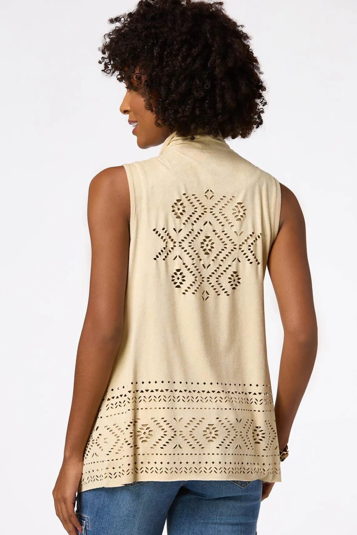 Faux Suede Laser Cut Vest