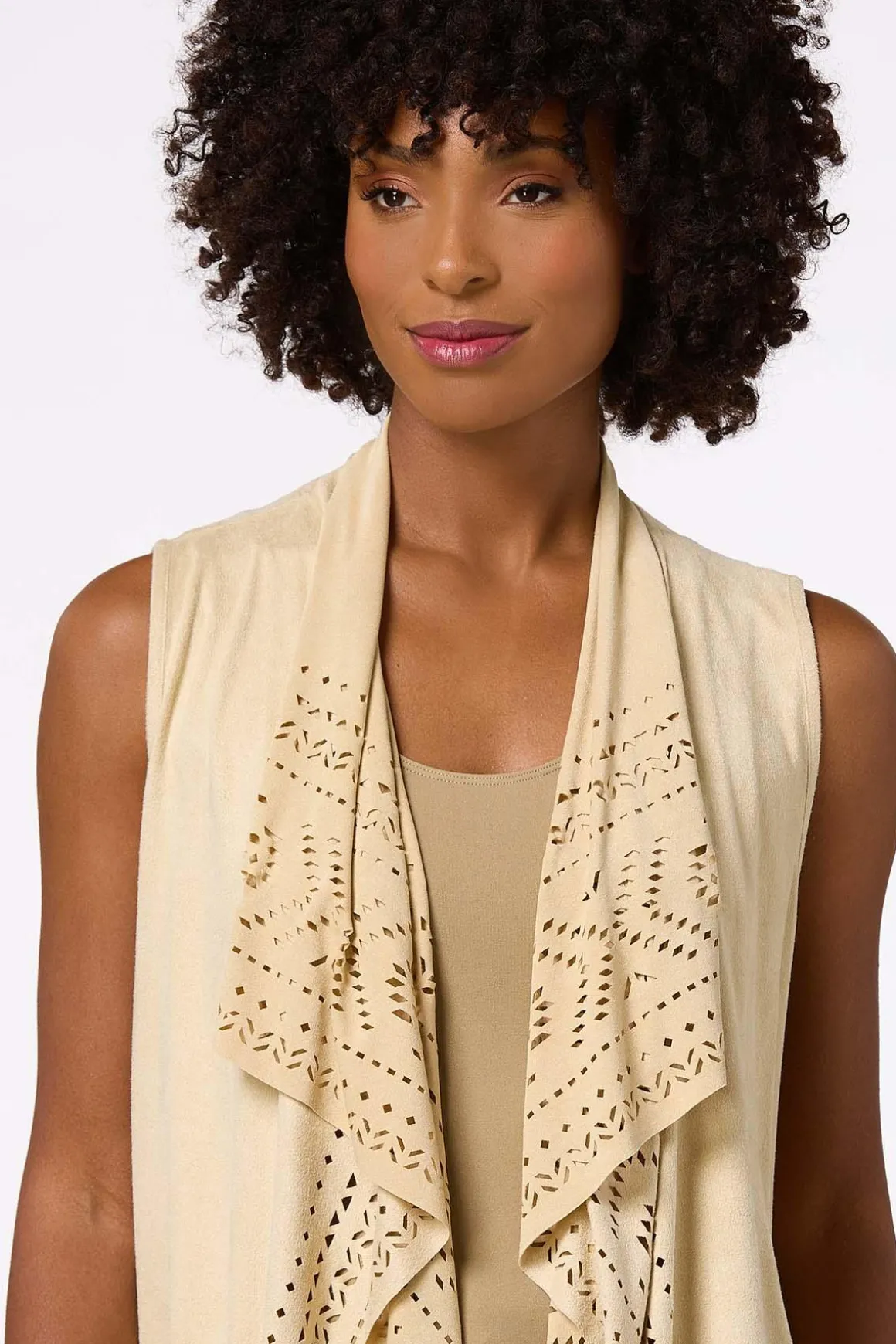 Faux Suede Laser Cut Vest