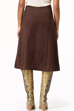 Faux Suede Midi Skirt