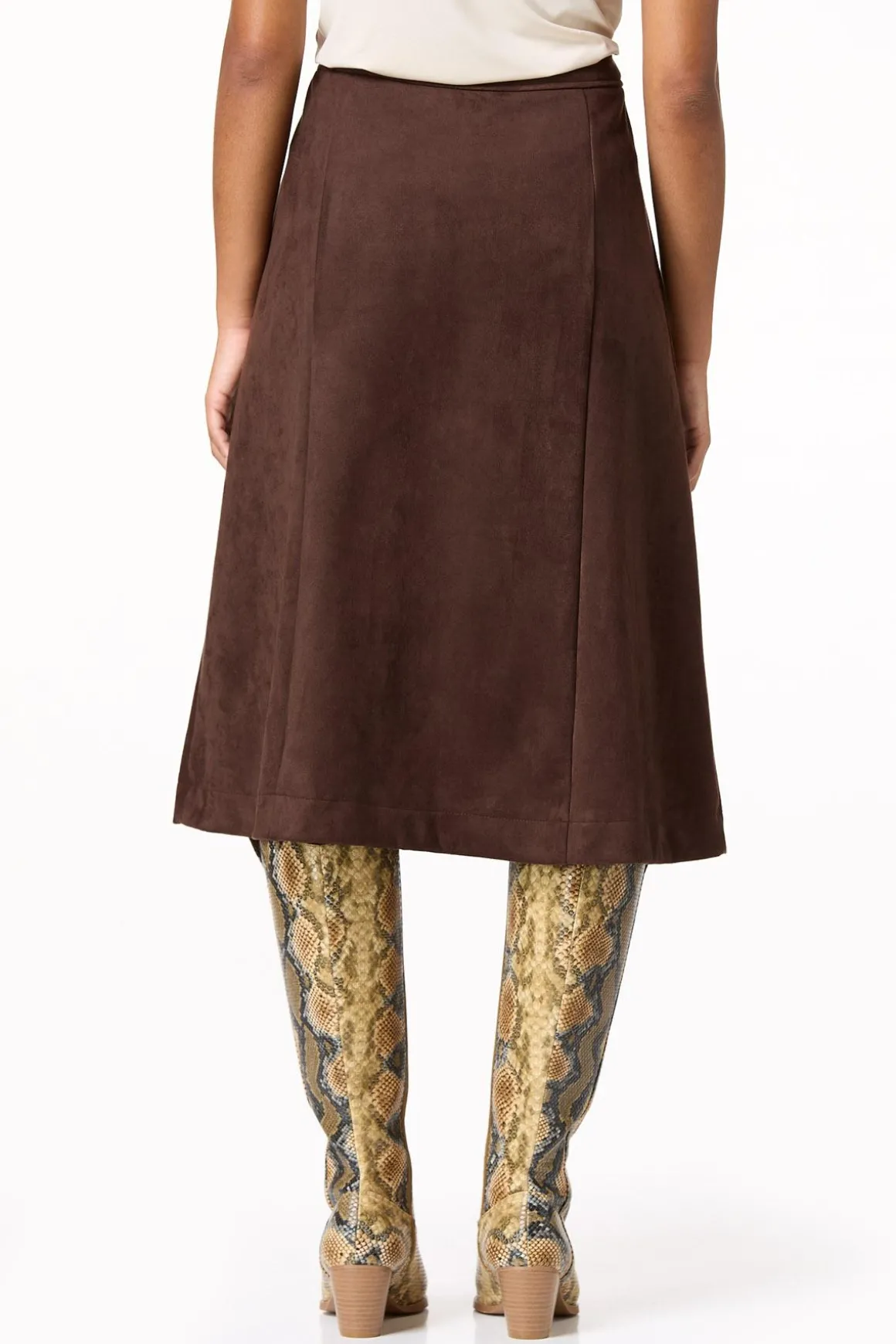 Faux Suede Midi Skirt