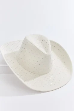 Faux Suede Rhinestone Western Hat