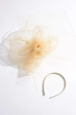 Feather Pearl Veil Fascinator