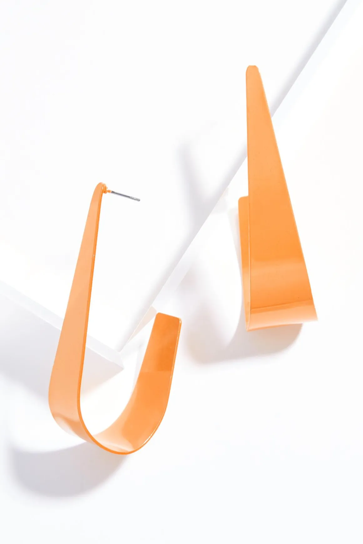 Flat Colored Metal Hoop Earrings