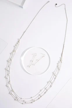 Floating Pearl Layered Necklace Set