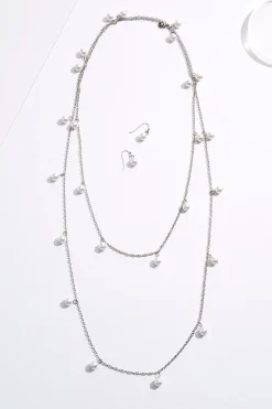 Floating Pearl Long Necklace Set