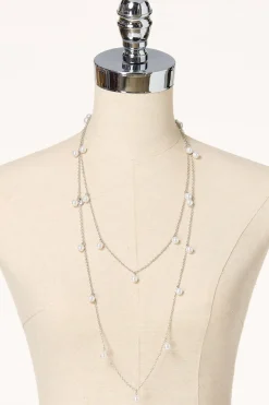 Floating Pearl Long Necklace Set