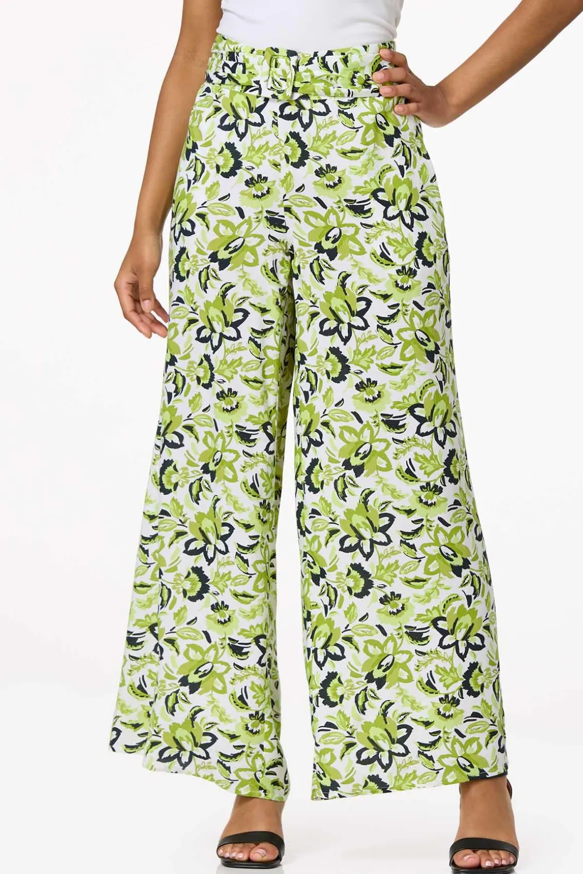 Floral Buckle Waist Pants