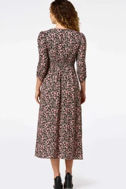 Floral Cinched Sleeve Dress