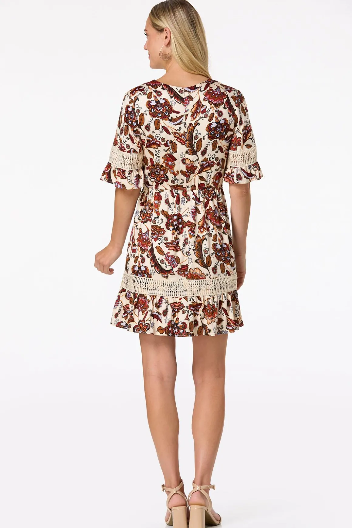 Floral Crochet Trim Dress