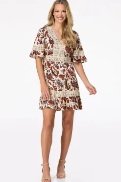 Floral Crochet Trim Dress