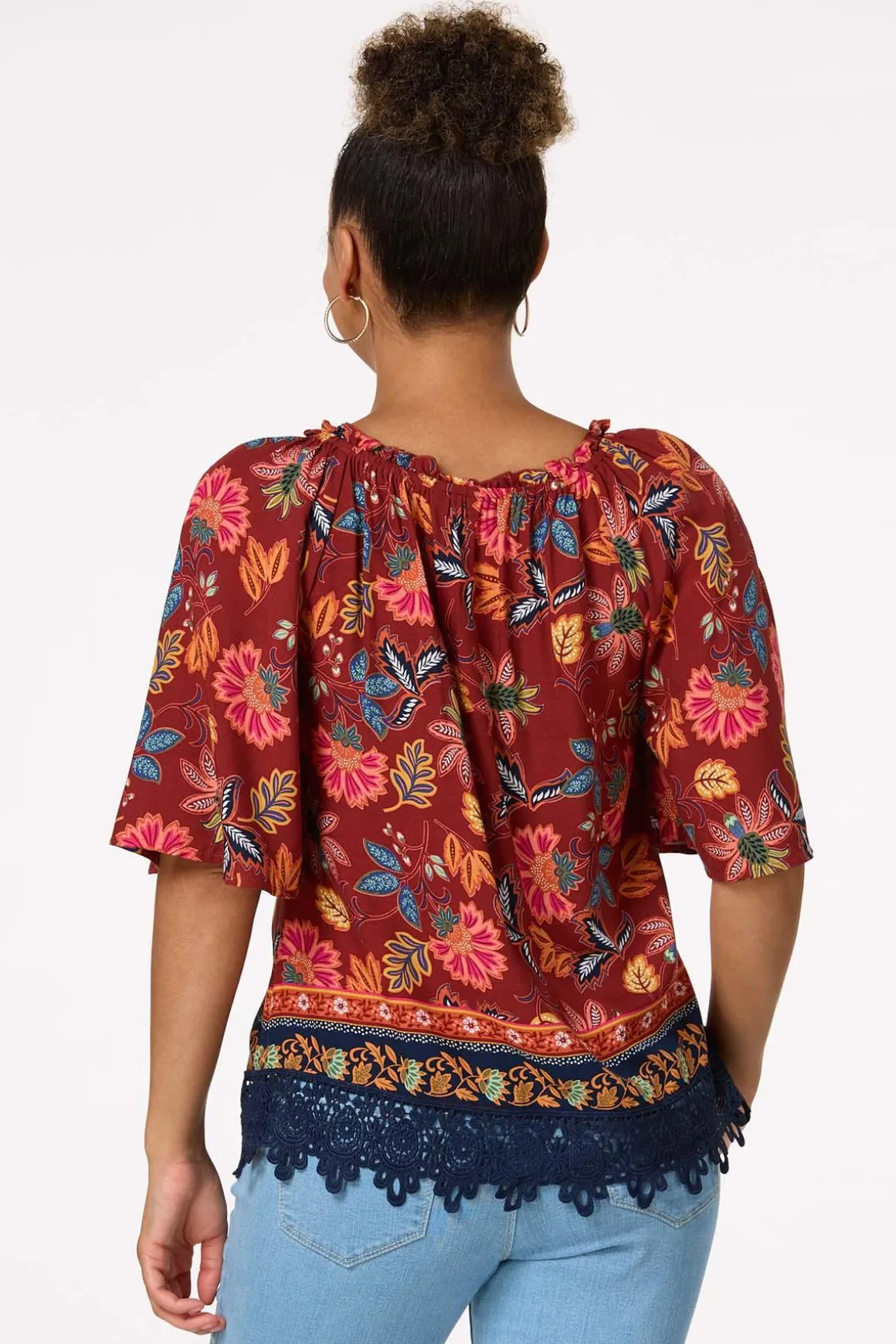 Floral Crochet Trim Top
