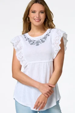 Floral Embroidered Babydoll Top