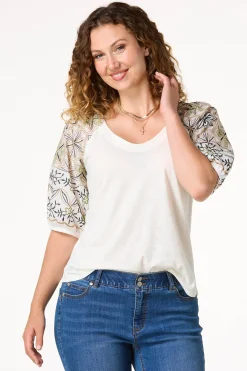 Floral Embroidered Balloon Sleeve Top