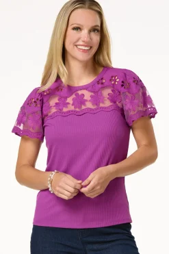 Floral Embroidered Yoke Top