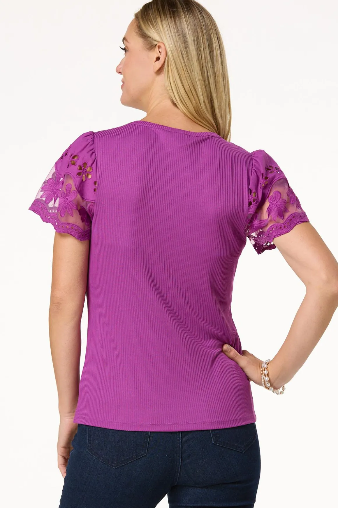 Floral Embroidered Yoke Top