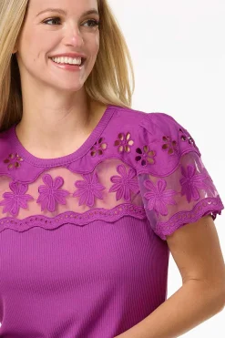 Floral Embroidered Yoke Top