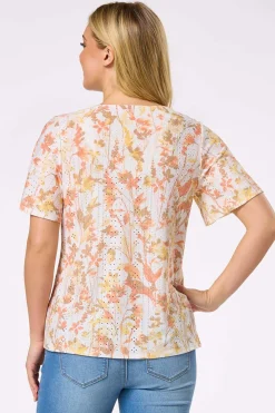 Floral Eyelet Tie Hem Top