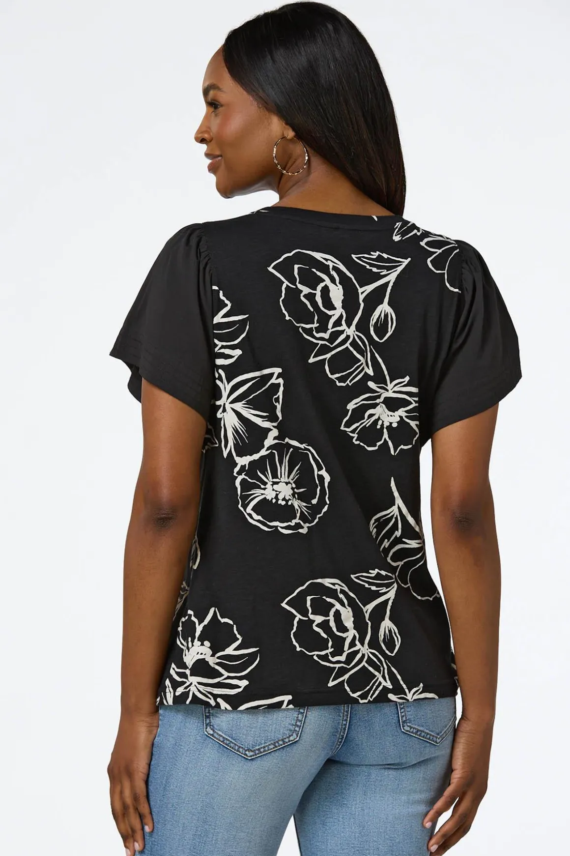 Floral Flutter Sleeve Top