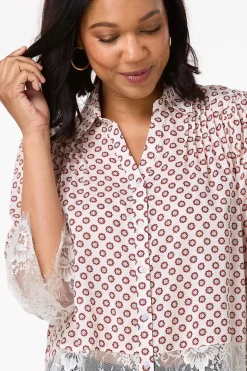 Floral Lace Trim Shirt