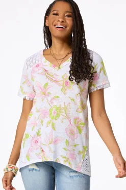 Floral Lace Trim Tunic