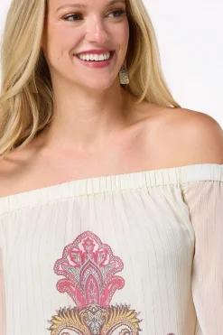 Floral Lurex Stripe Top
