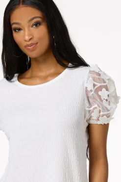 Floral Mesh Sleeve Top