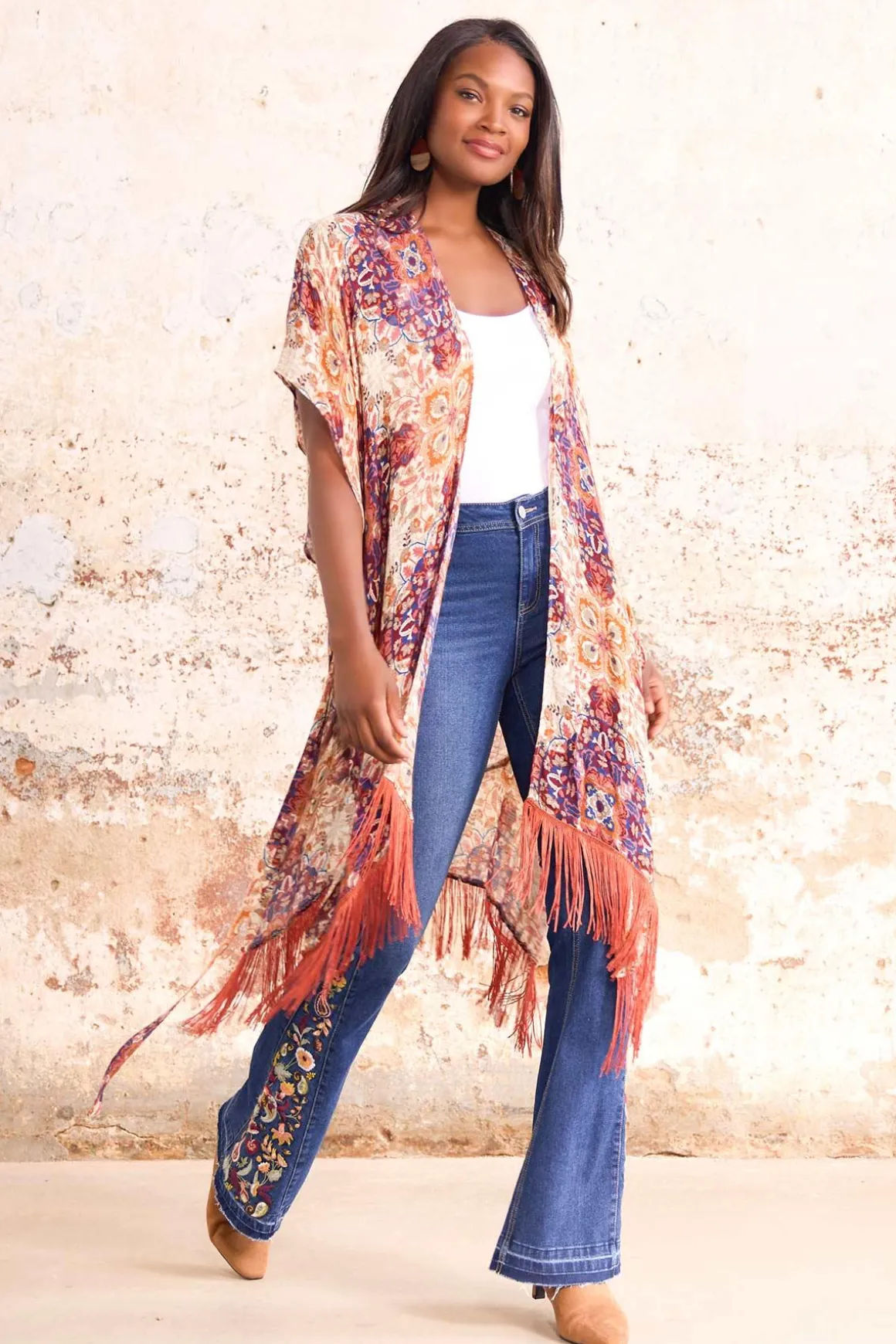 Floral Paisley Embroidered Jeans