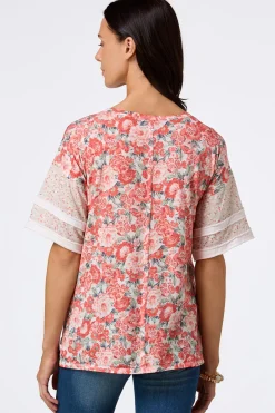 Floral Panel Drop Shoulder Top