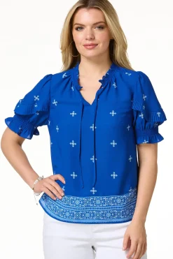 Floral Pleated Sleeve Top