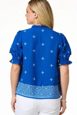 Floral Pleated Sleeve Top