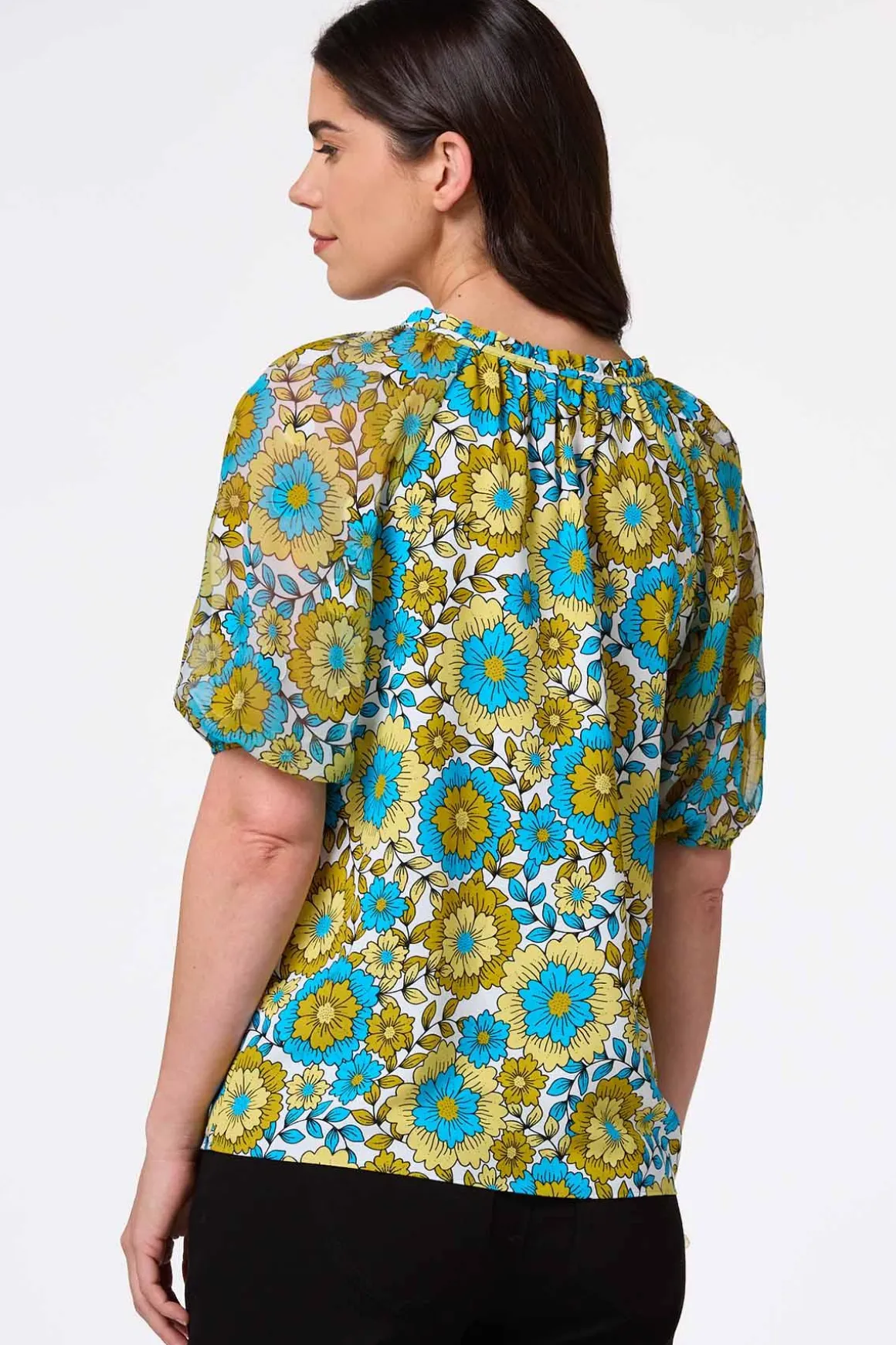 Floral Sheer Sleeve Top