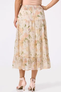Floral Sketch Crepe Skirt