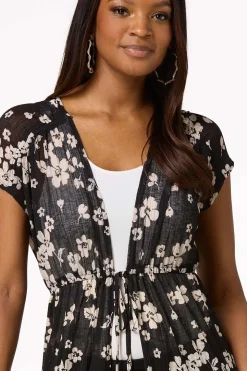 Floral Tie Front Cardigan