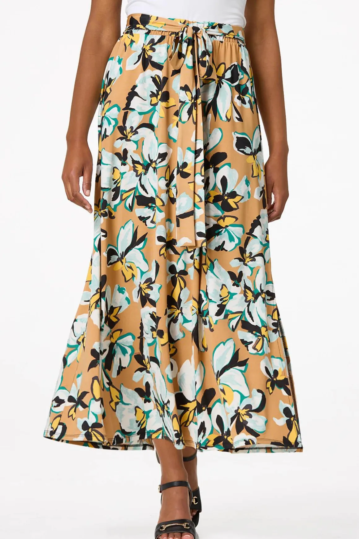Floral Tie Front Maxi Skirt