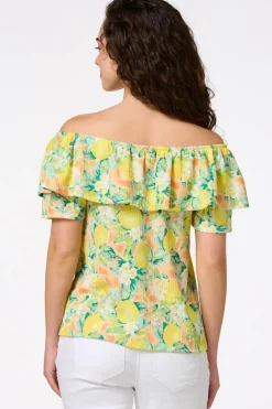 Flounced Floral Lemon Top