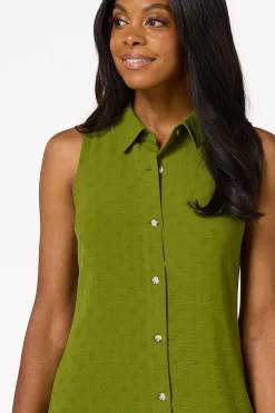 Flounced High- Low Shirt Dress