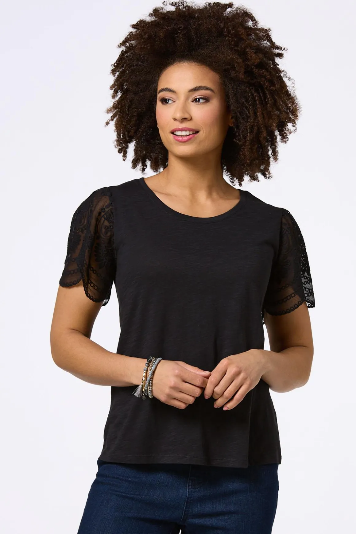 Flutter Eyelet Sleeve Top