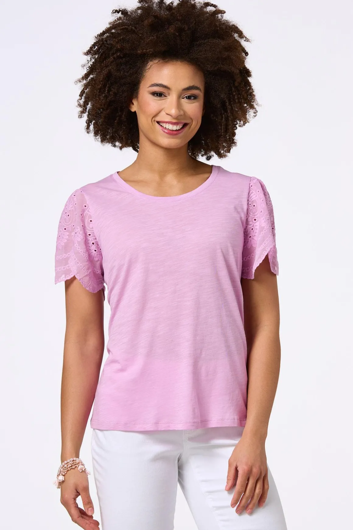 Flutter Eyelet Sleeve Top