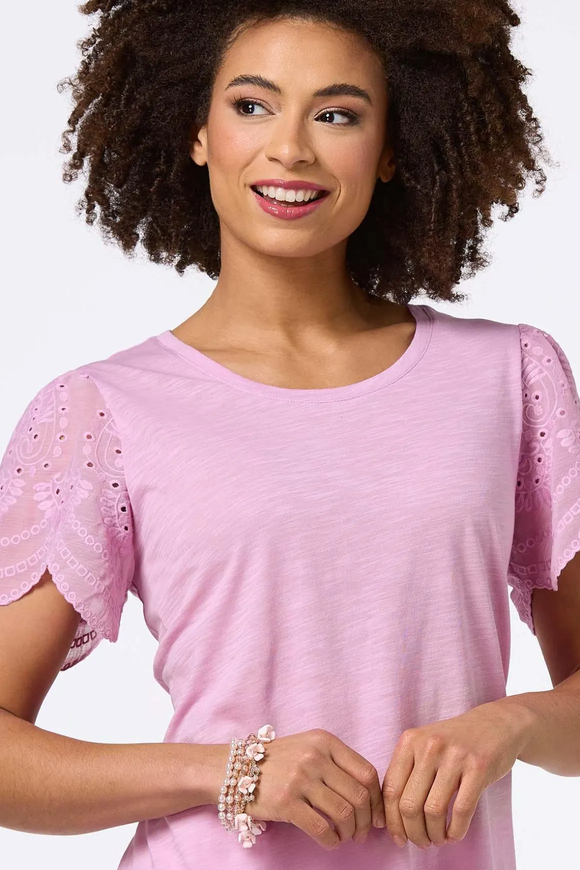 Flutter Eyelet Sleeve Top