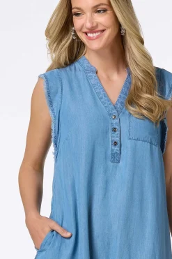 Frayed Chambray Dress