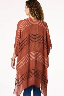 Frayed Trim Stripe Kimono